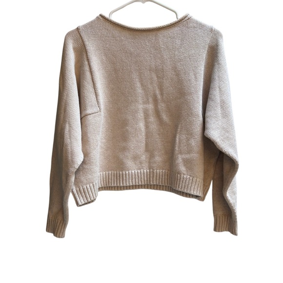 Madewell Womens Tan Oatmeal Cotton Knit Long Sleeve Pullover Sweater Size L - Picture 2 of 4